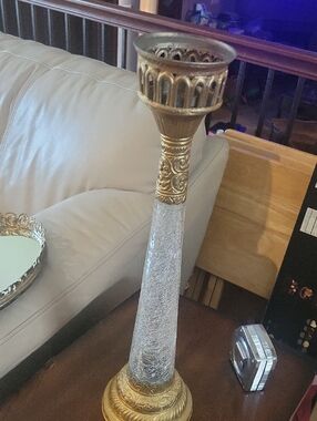 Fancy Gold and Clear Decorative Candle Holder - Home Accents